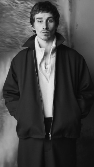 ATON -BACK SATIN | HARRINGTON JACKET- :BLACK,