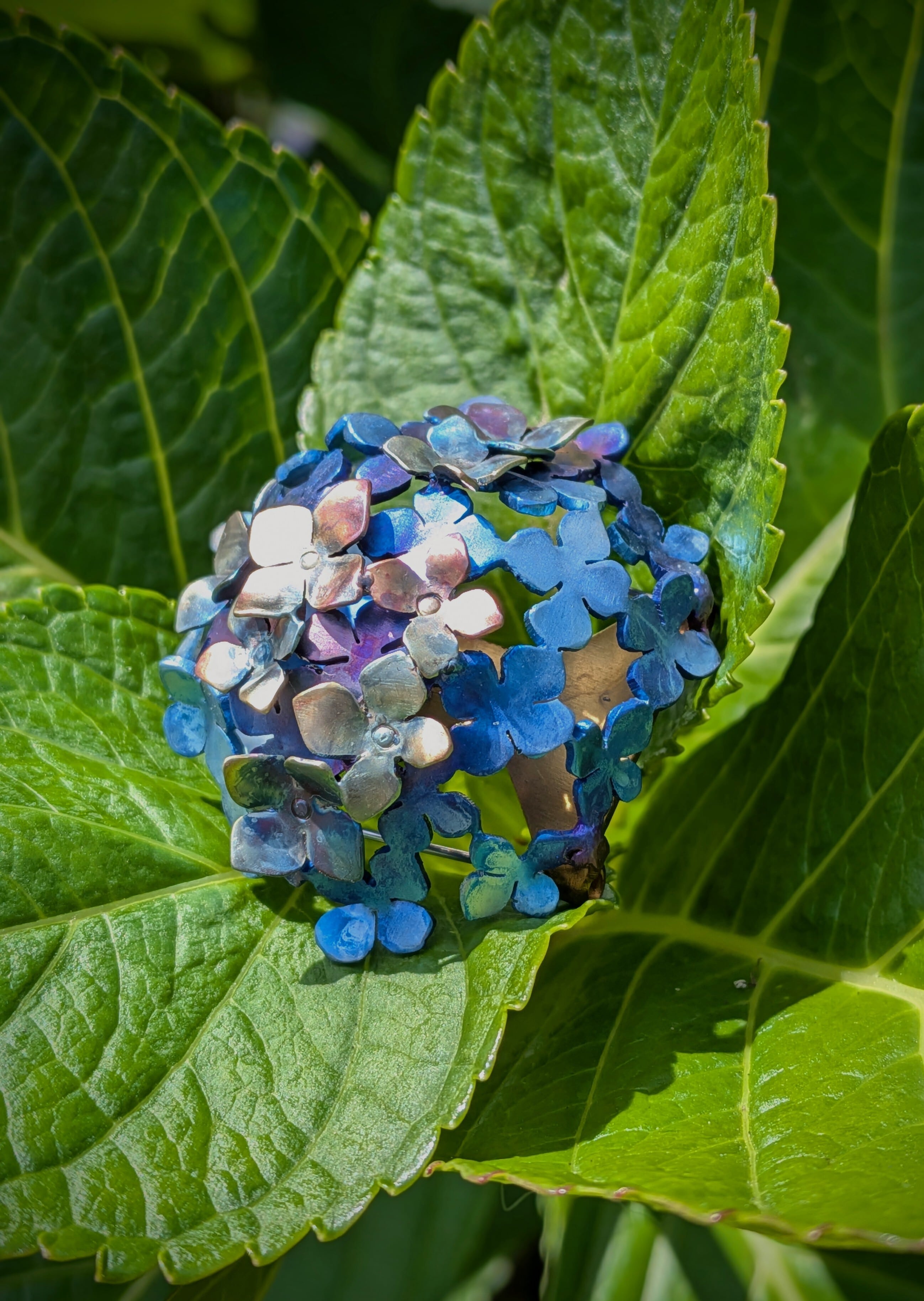 紫陽花の帯留めブローチ