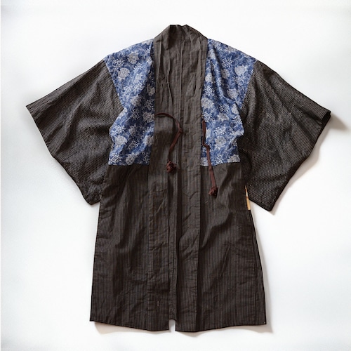 羽織 メンズ 昭和初期・東北|縞×クレイジーパターン 木綿 古布|ジャパンヴィンテージ