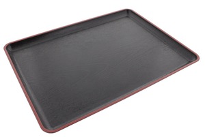 【努力特価】イシダ 日本製 お盆 えびす 黒天朱 尺2寸 トレイ トレー 35.7×25.9cm