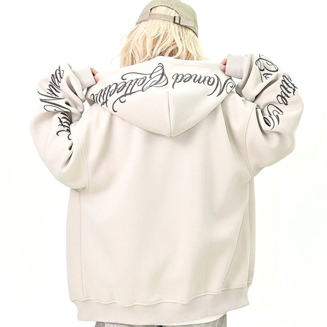 スリーブスクリプトロゴジップフーディ 3col   R01439