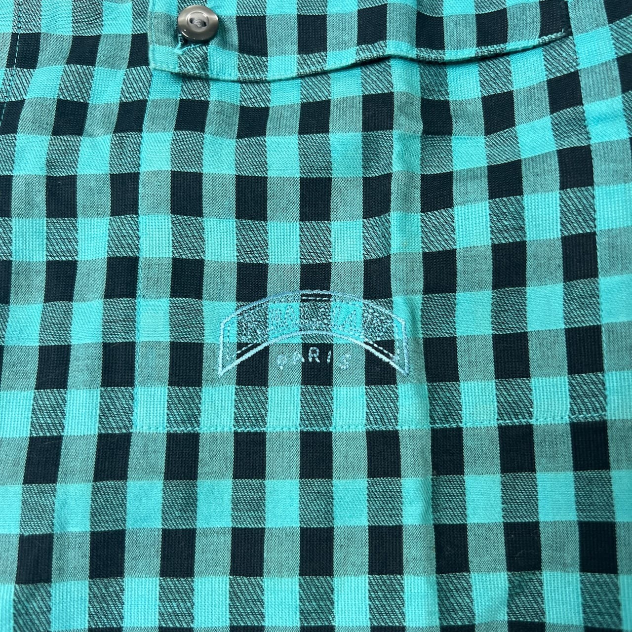 PIERRE BALMAIN ピエールバルマン チェック柄 半袖シャツ L/ミント ブラック/日登美/ビンテージ 90s