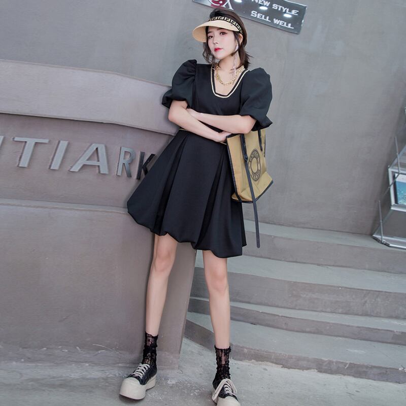 カラーゴールドドレス ロング薄手スカート スクウェア ミックスインファッション97016327241