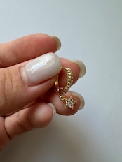 S925 キラキラスターフープピアス