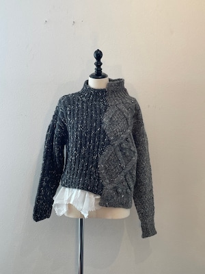 GASA 13233-12109 レース付きアシメトリーセーターlace asymmetry sweater