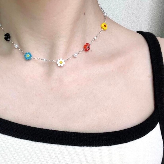 HANDMADE flower beads necklace