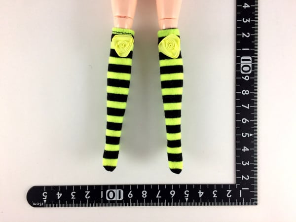 ドールアクセサリ 1/6 女性用 靴下 ストッキング 緑黒縞 BS222 - 画像1