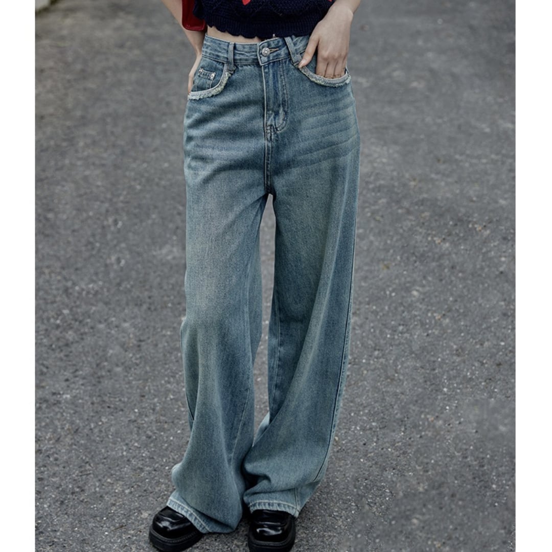 vintage wide denim pants | Erz.