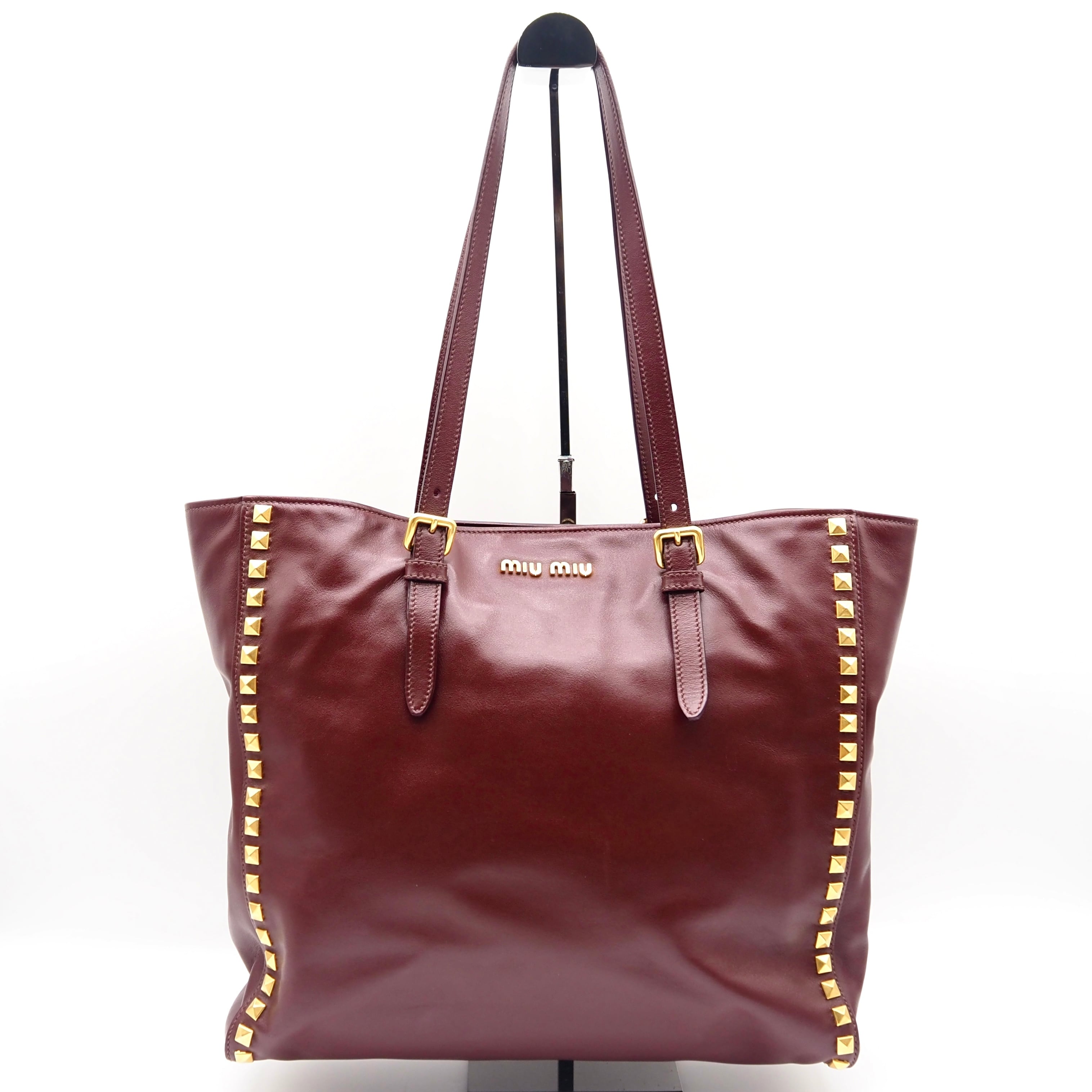 （値下げ）MIU MIUトートバッグ MIUMIU スタッズ レザー トートバッグ ミュウミュウ | 2122TOKYO