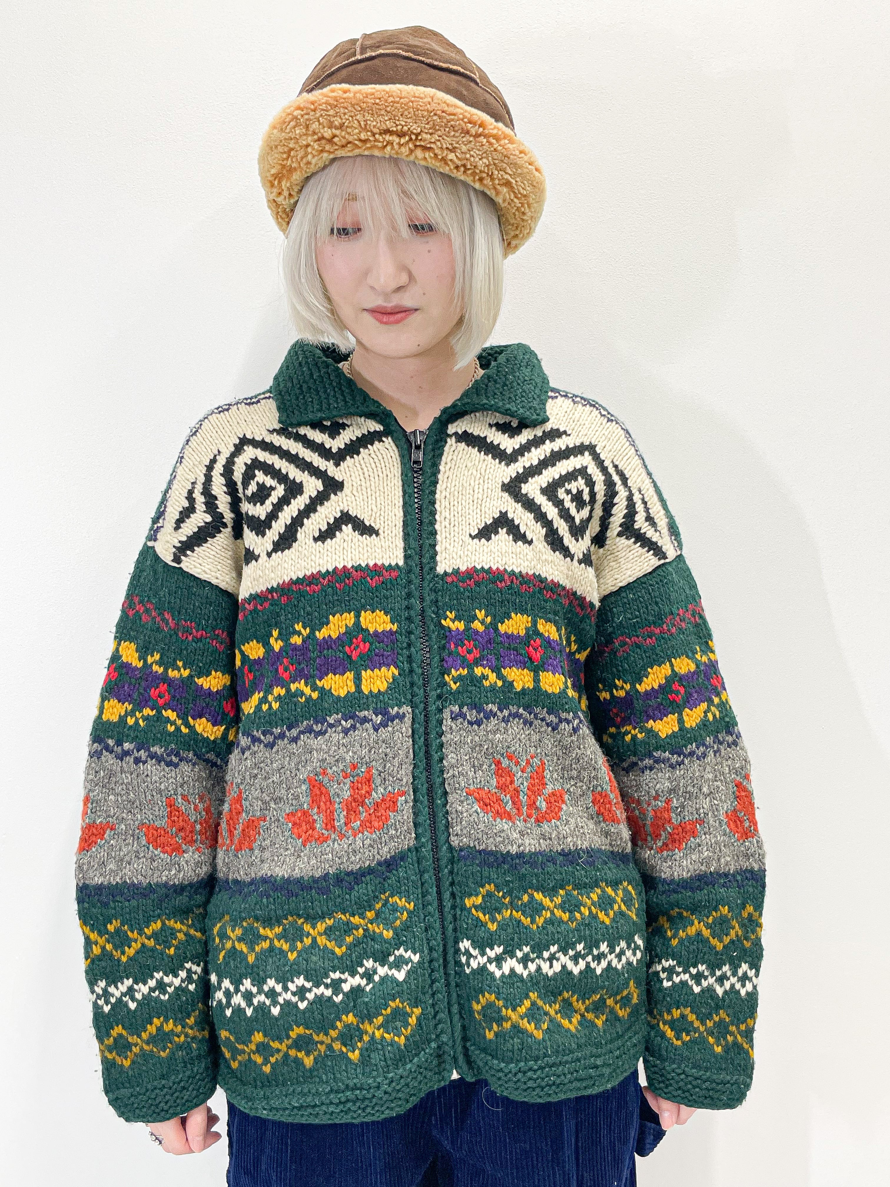 トップス Ecuador Handwoven Knit Cardigan Vintage Ecuador Hand Knit Zip Up Cardigan | CORNER