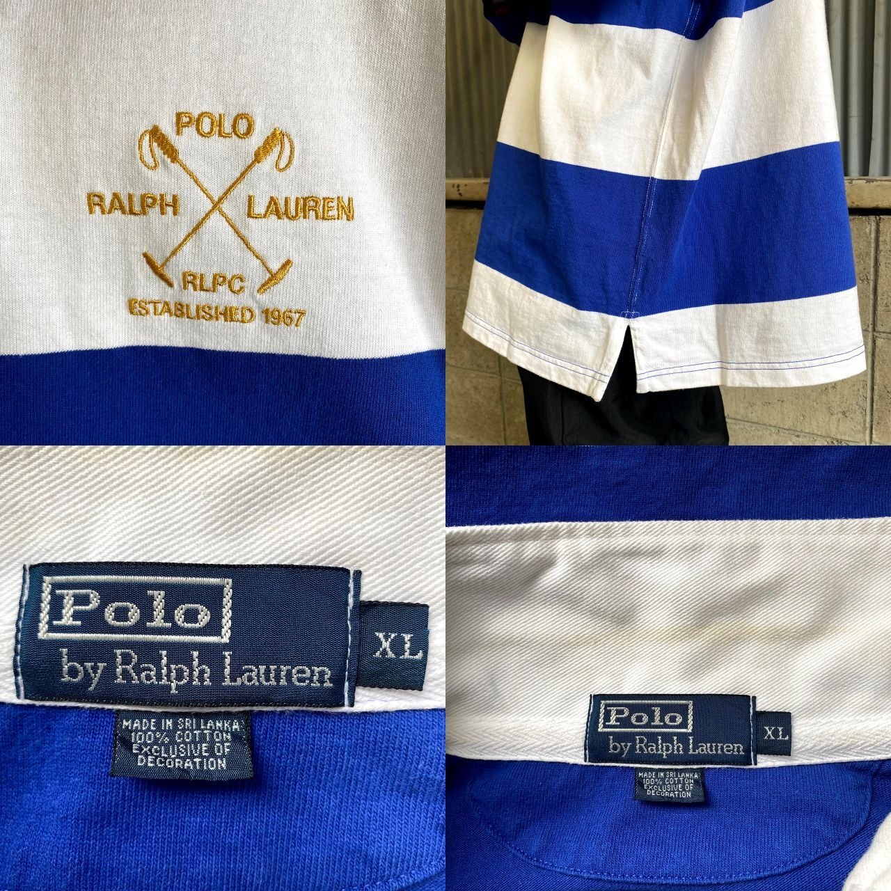 ポロバイラルフローレン ボーダー 長袖 ラガーシャツ メンズXL 古着 