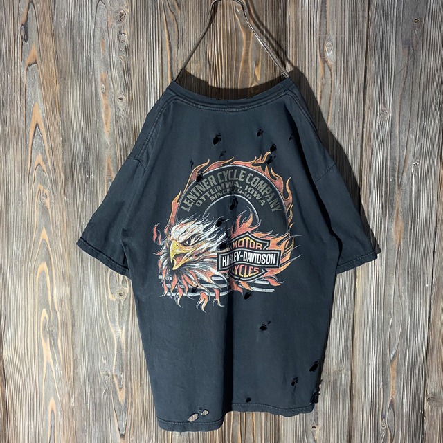 ［HARLEY DAVIDSON］big eagle design damaged T  shirt