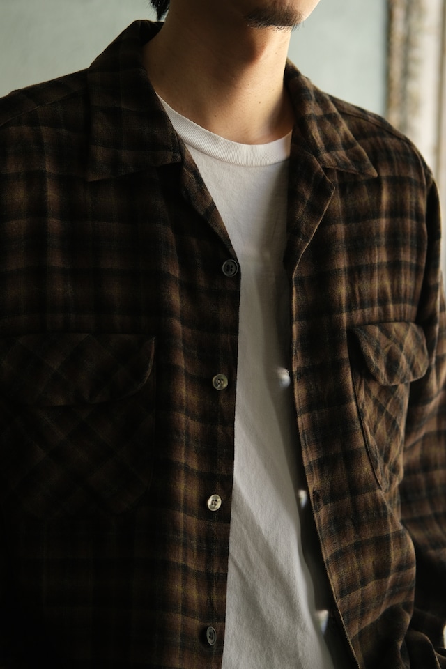 Utah/50's "PENDLETON" ombre check wool shirt