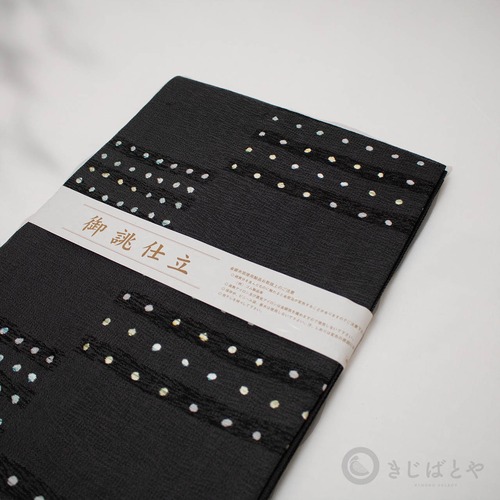 綿混　墨色にドットのなごや