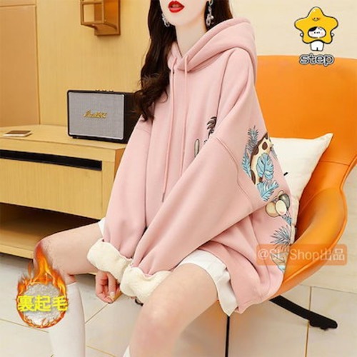 パーカー レディース 長袖 トップス 冬 裏起毛 厚手 大きいサイズ ゆったり 切り替え 暖かい 可愛 フード付き おしゃれ カジュアル 冬服