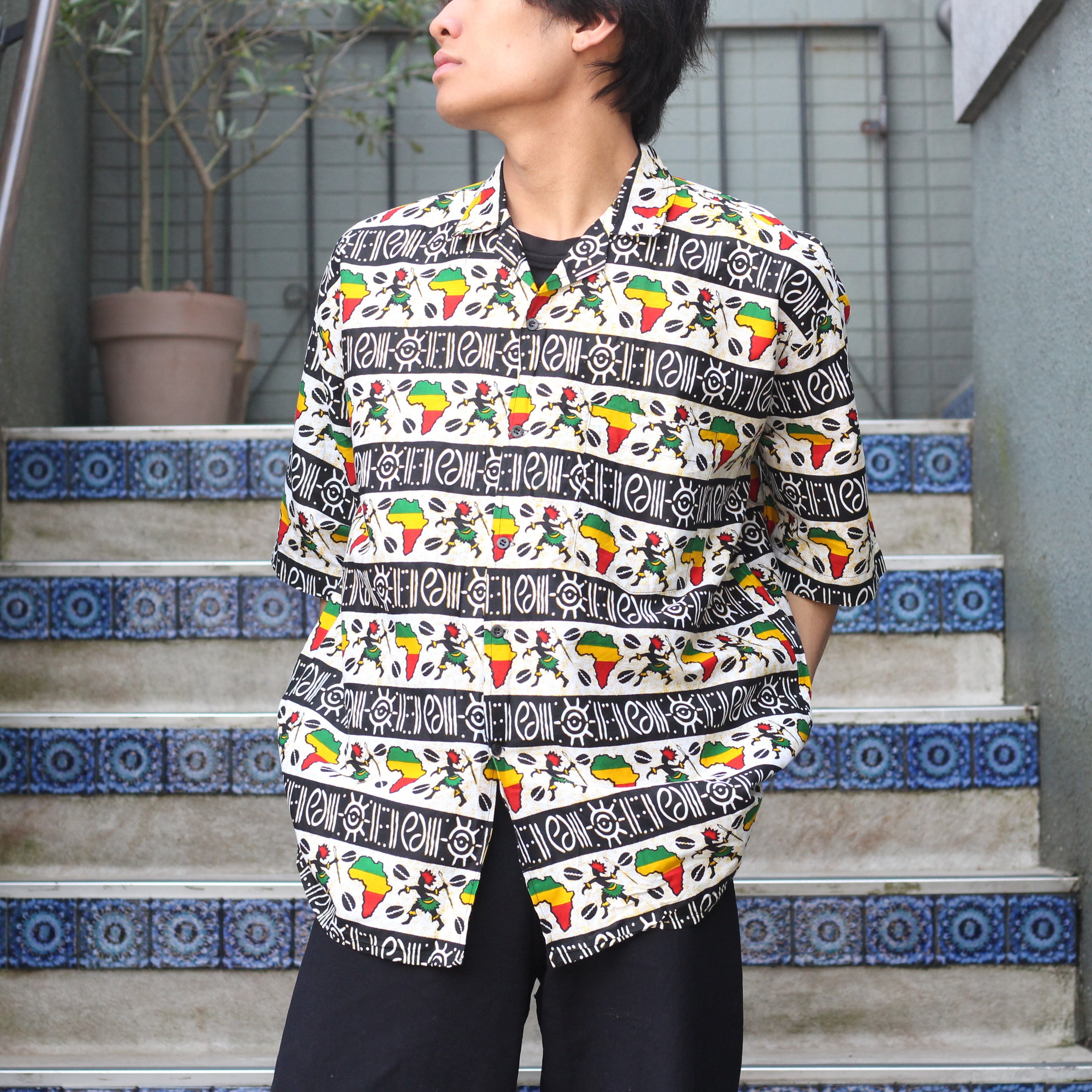 USA VINTAGE AFRICAN PATTERNED DESIGN SHIRT/アメリカ古着アフリカ柄 ...
