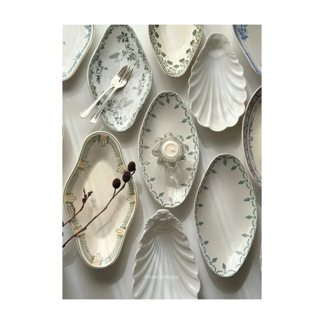 アンティーク　シェル　ラヴィエ　A french vintage ravier / 白磁のシェルラヴィエ a | VIRON