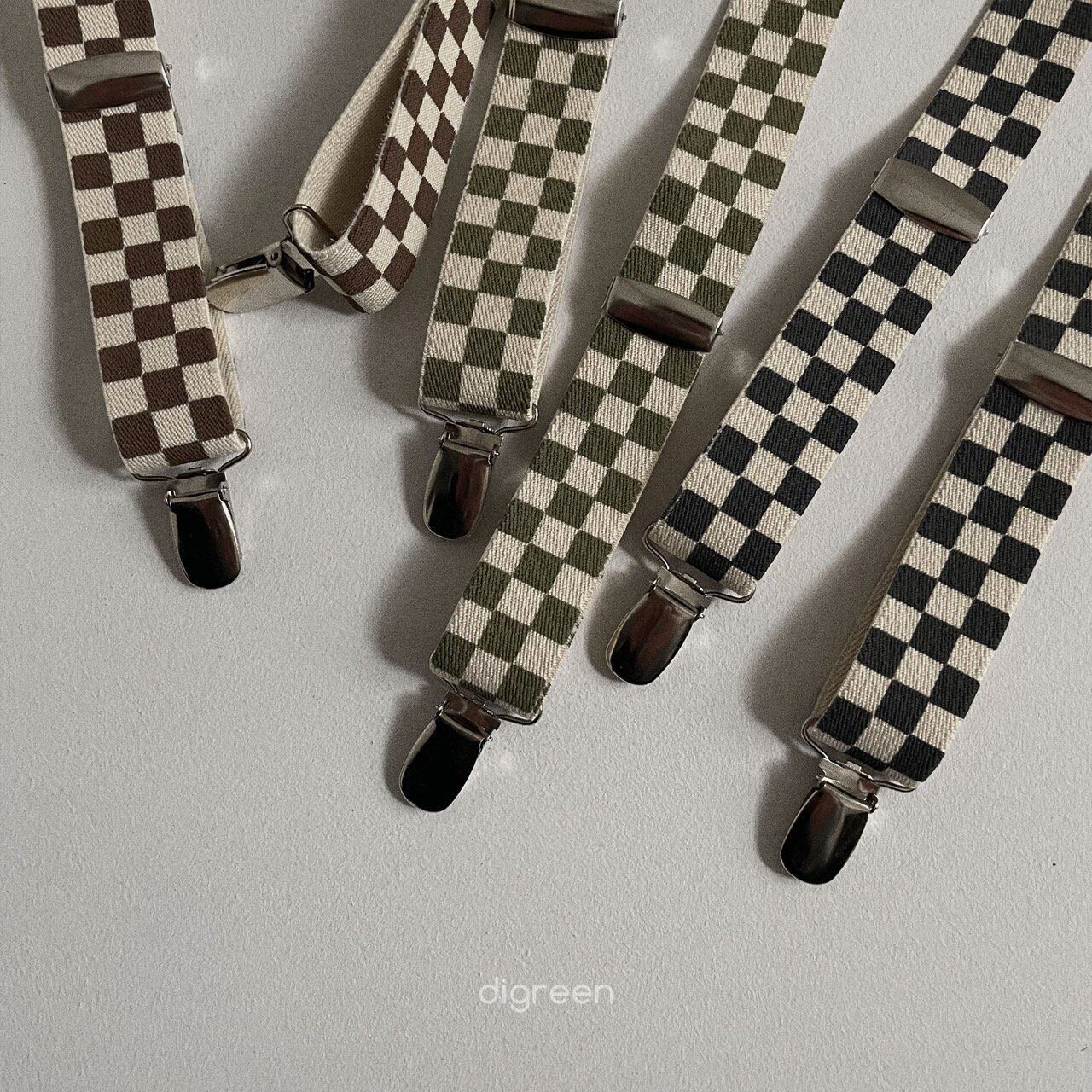 [お取り寄せ] green checker board suspender