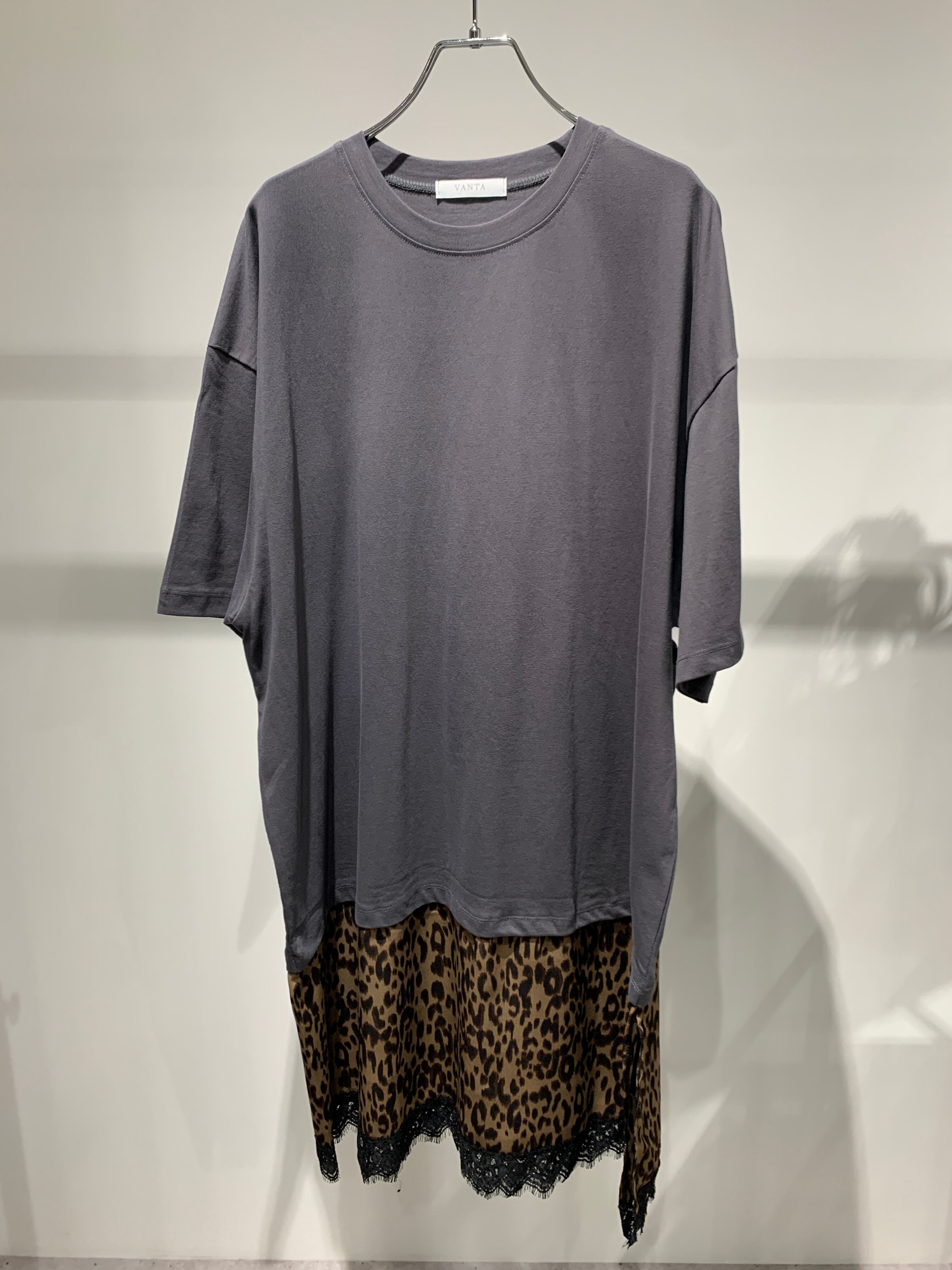 leopard layered T-shirt one-piece