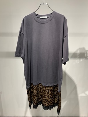 leopard layered T-shirt one-piece