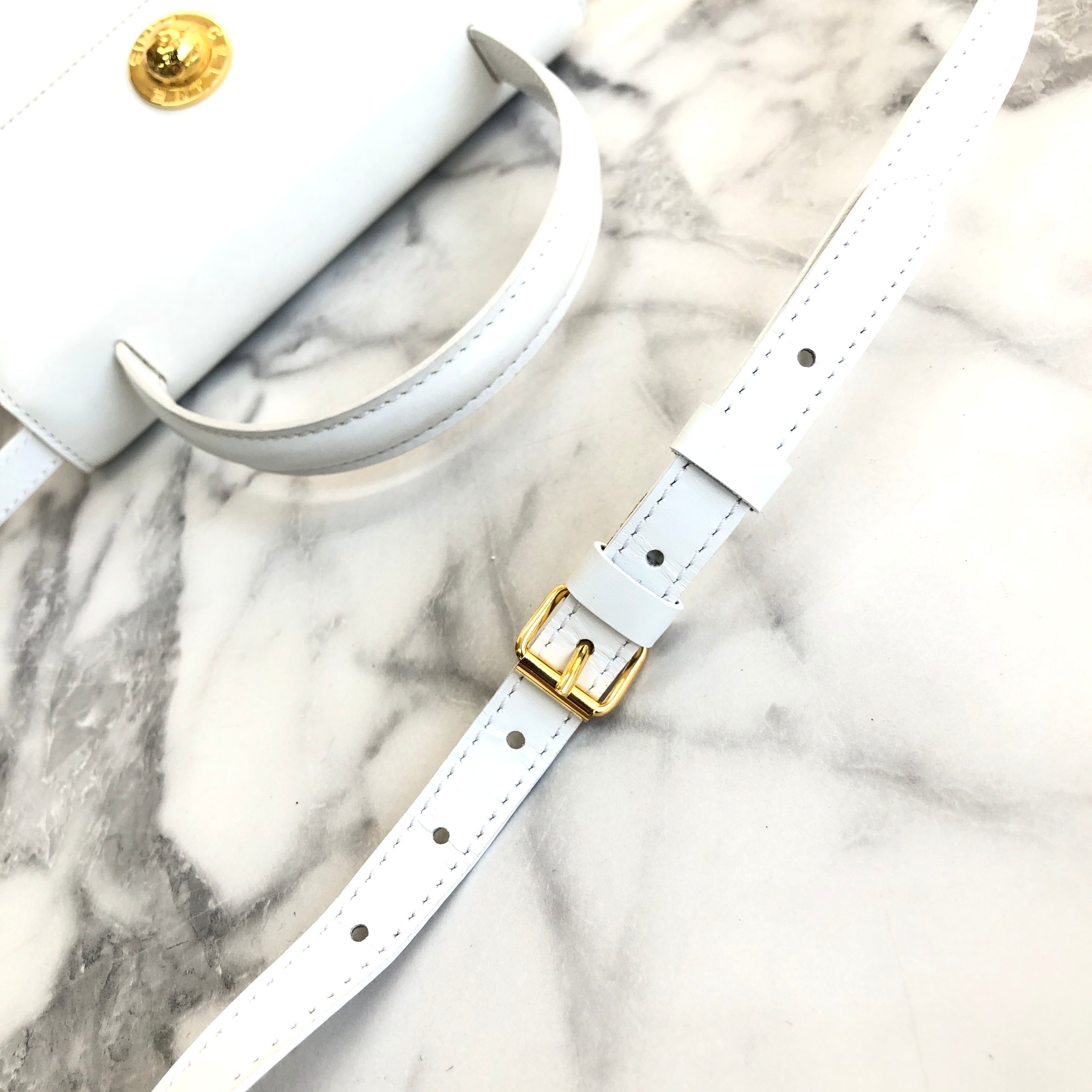 ヴィンテージCELINE ショルダーバッグ ホワイト レザー セリーヌ CELINE ヴィンテージ ハンドバッグ ショルダーバッグ