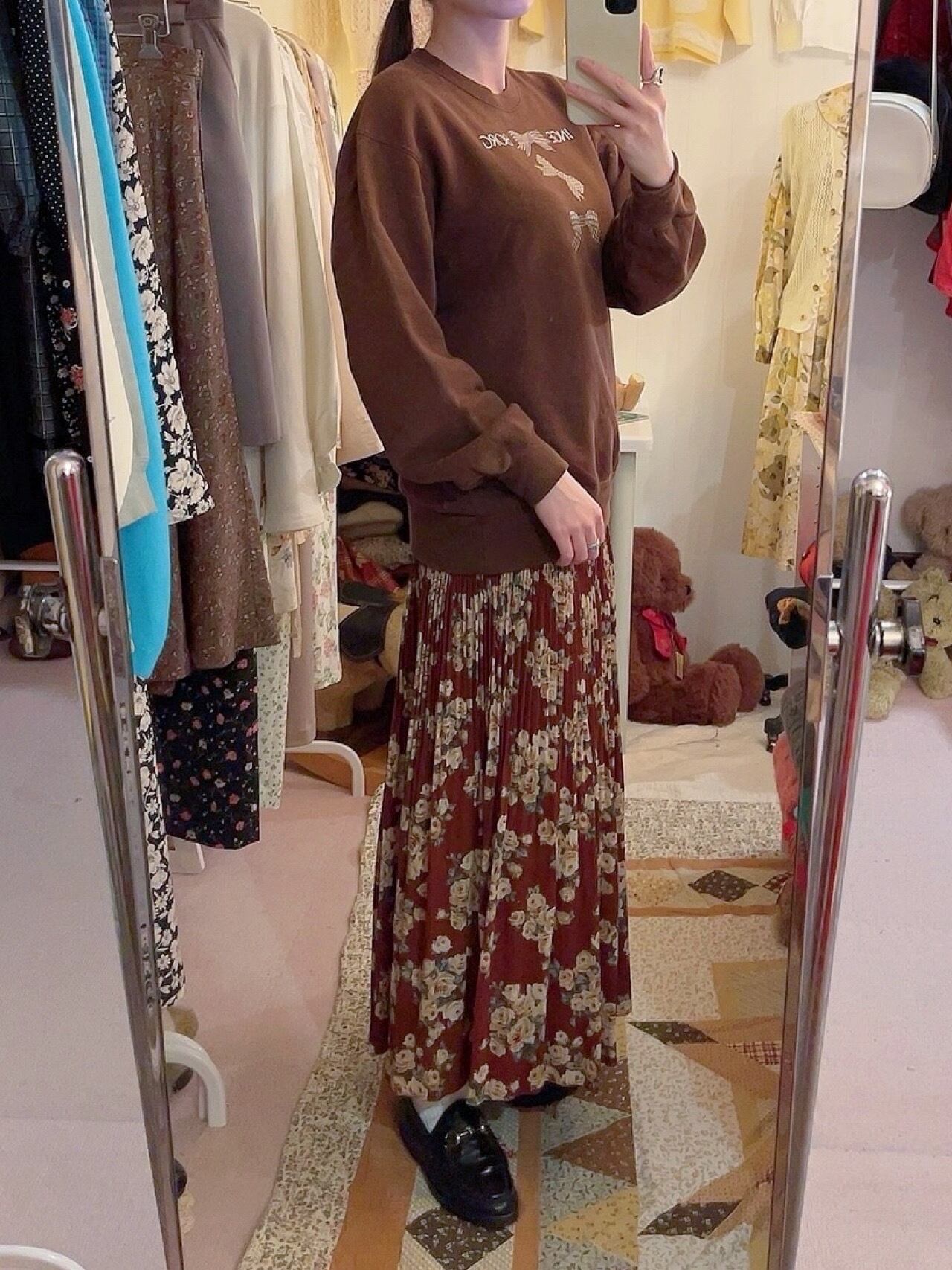 INGEBORG / chocolate brown ribbon sweat