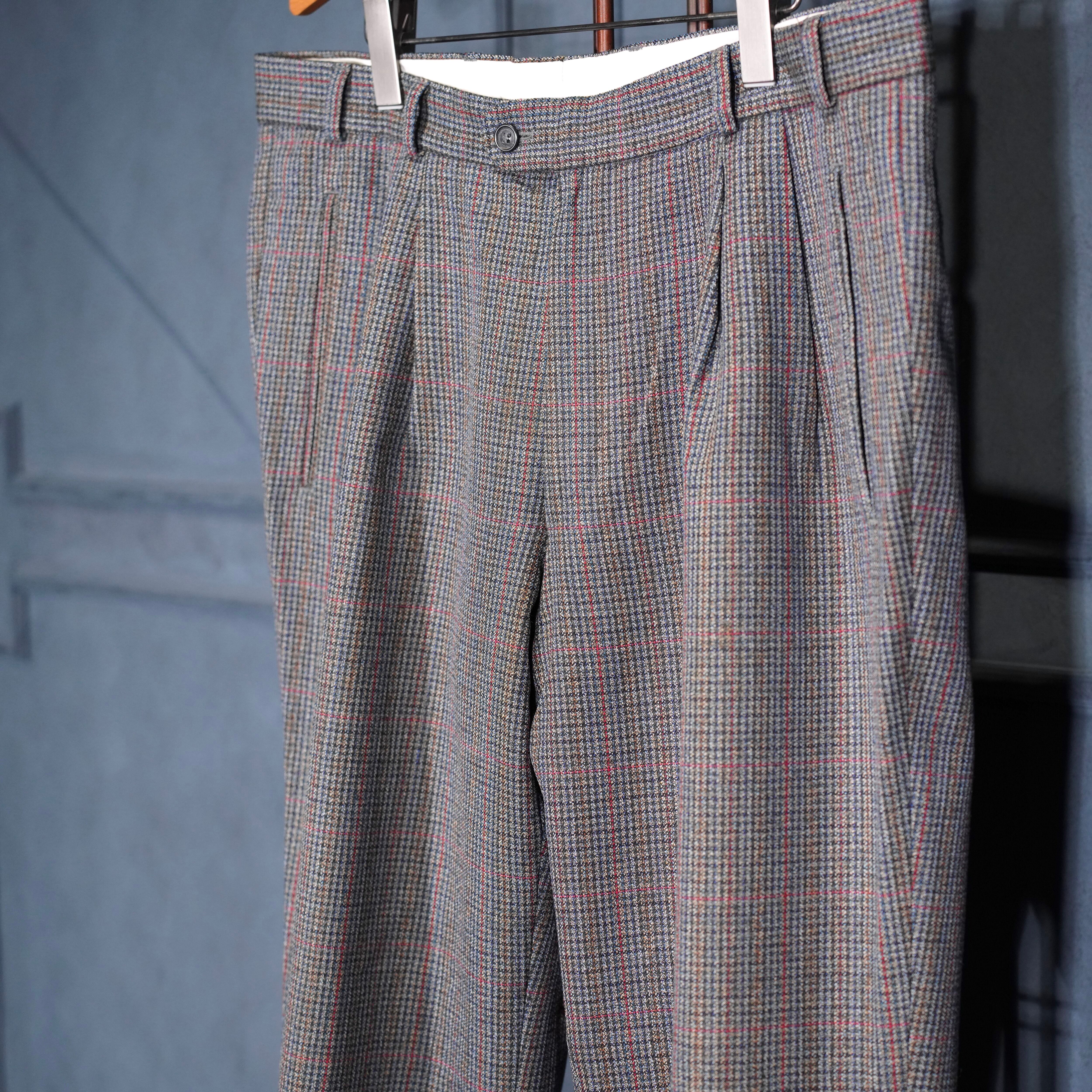 EU VINTAGE CARL GROSS CHECK PATTERNED WOOL SET UP SUIT/ヨーロッパ