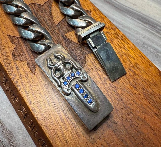 CHROME HEARTS クロムハーツ ダガー ID ブレスレット 13リンク サファイア