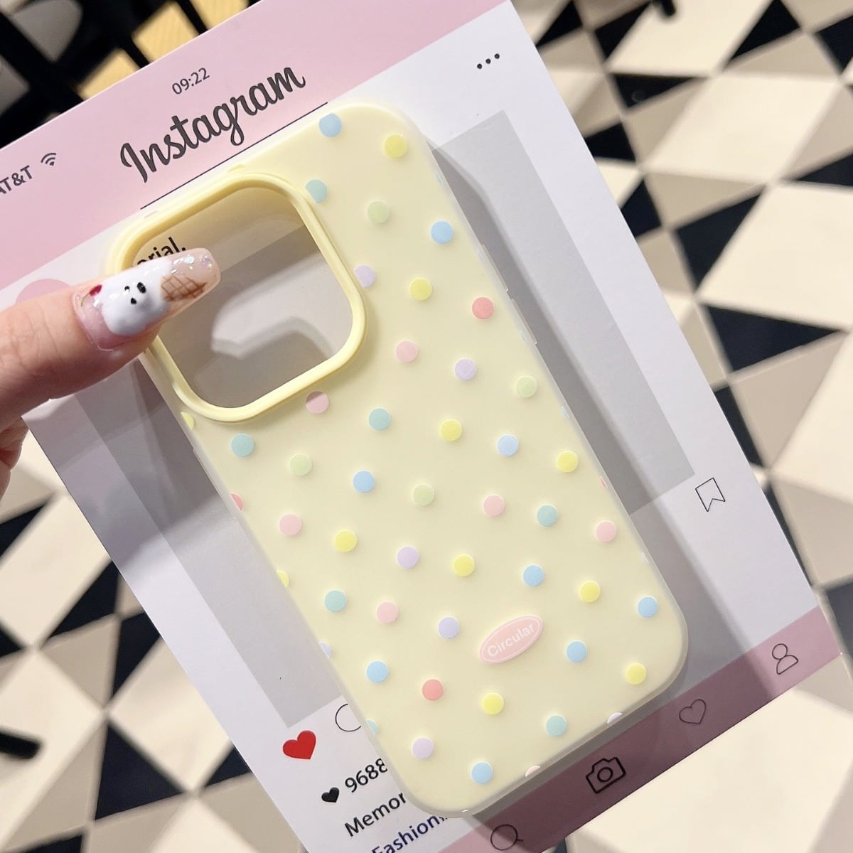 キャンディーみたい◎可愛いパステルカラー ドット柄 カメラ保護フレーム ポップな 水玉 スマホケース ND-15524