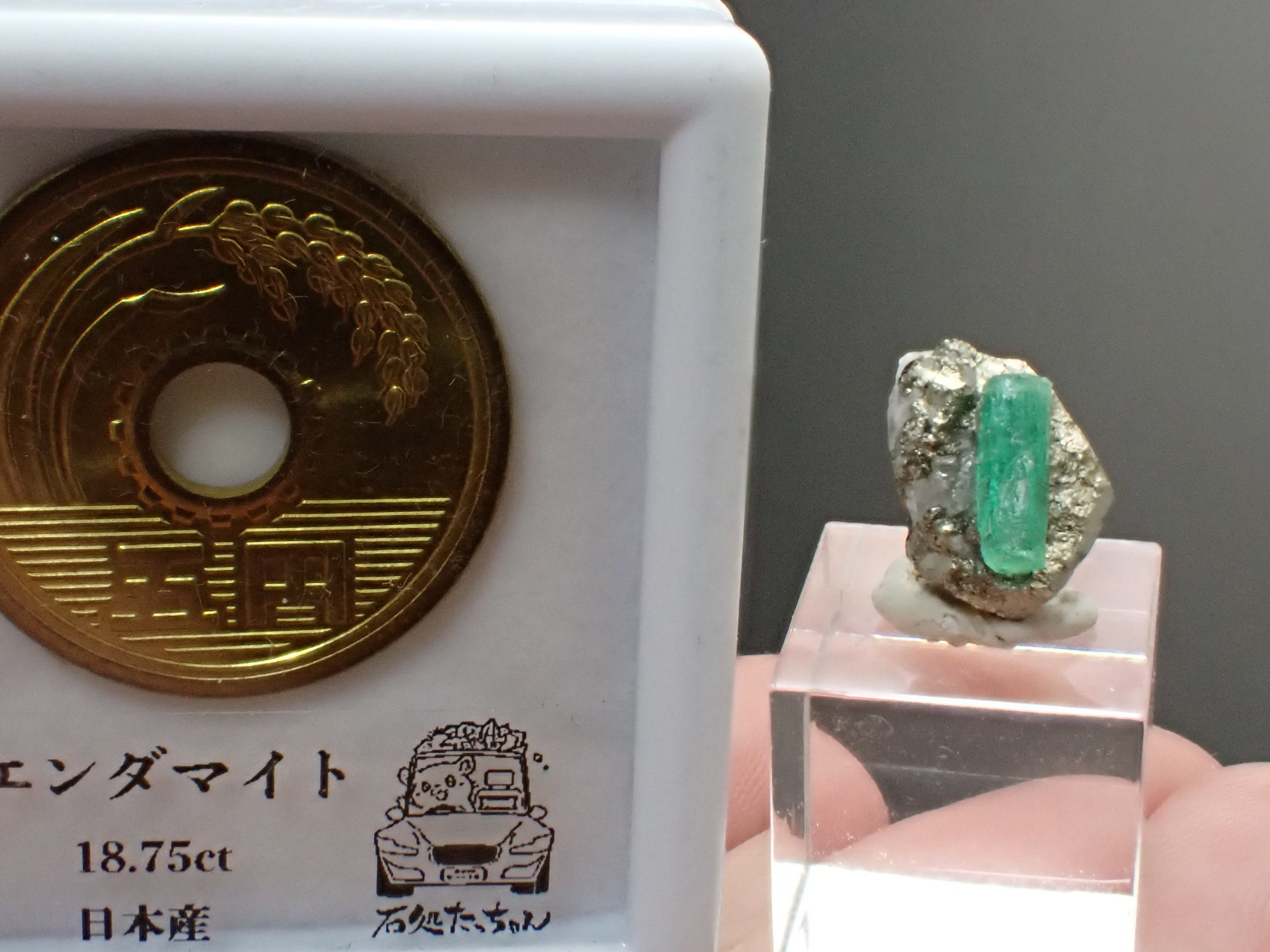 宝石質】エメラルドonパイライト 緑柱石 黄鉄鉱 原石 鉱物 標本 天然石