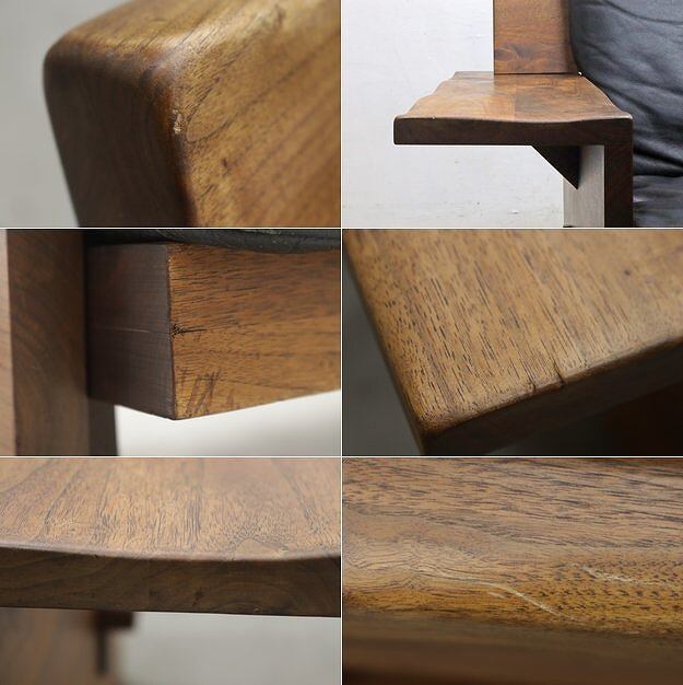 マルショウ オンダ ウォールナット 無垢材 本革 3Pソファ 3シーター モダン