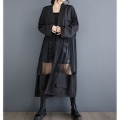 異素材切り替え 軽やか ロングジャケット 00207