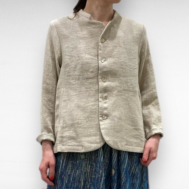 nume linen stand collar jacket