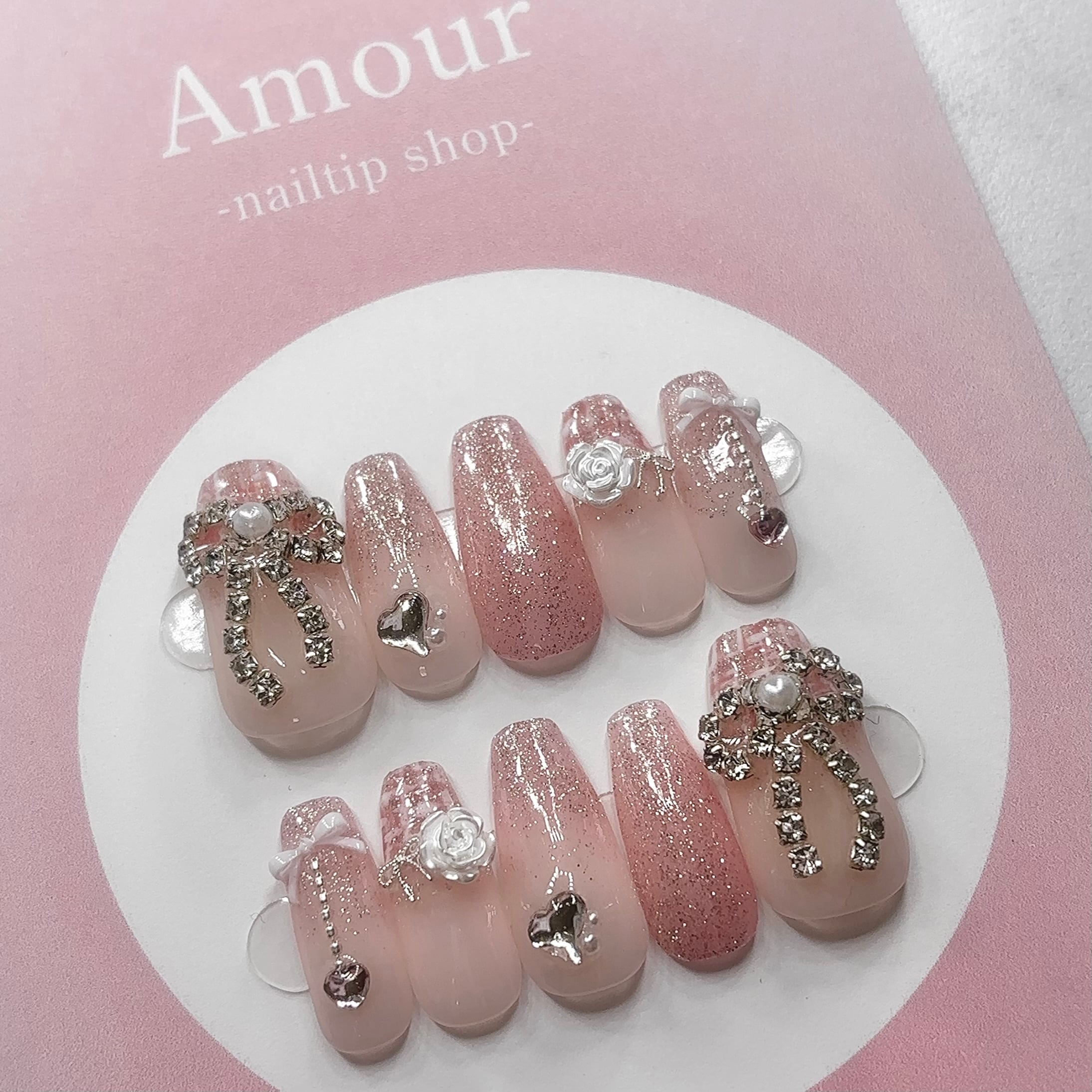 ネイルチップ 冬ネイル クリスマスネイル ツイードネイル ピンクネイル