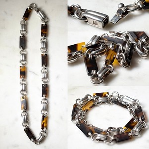 RALPH LAUREN marble plate link necklace