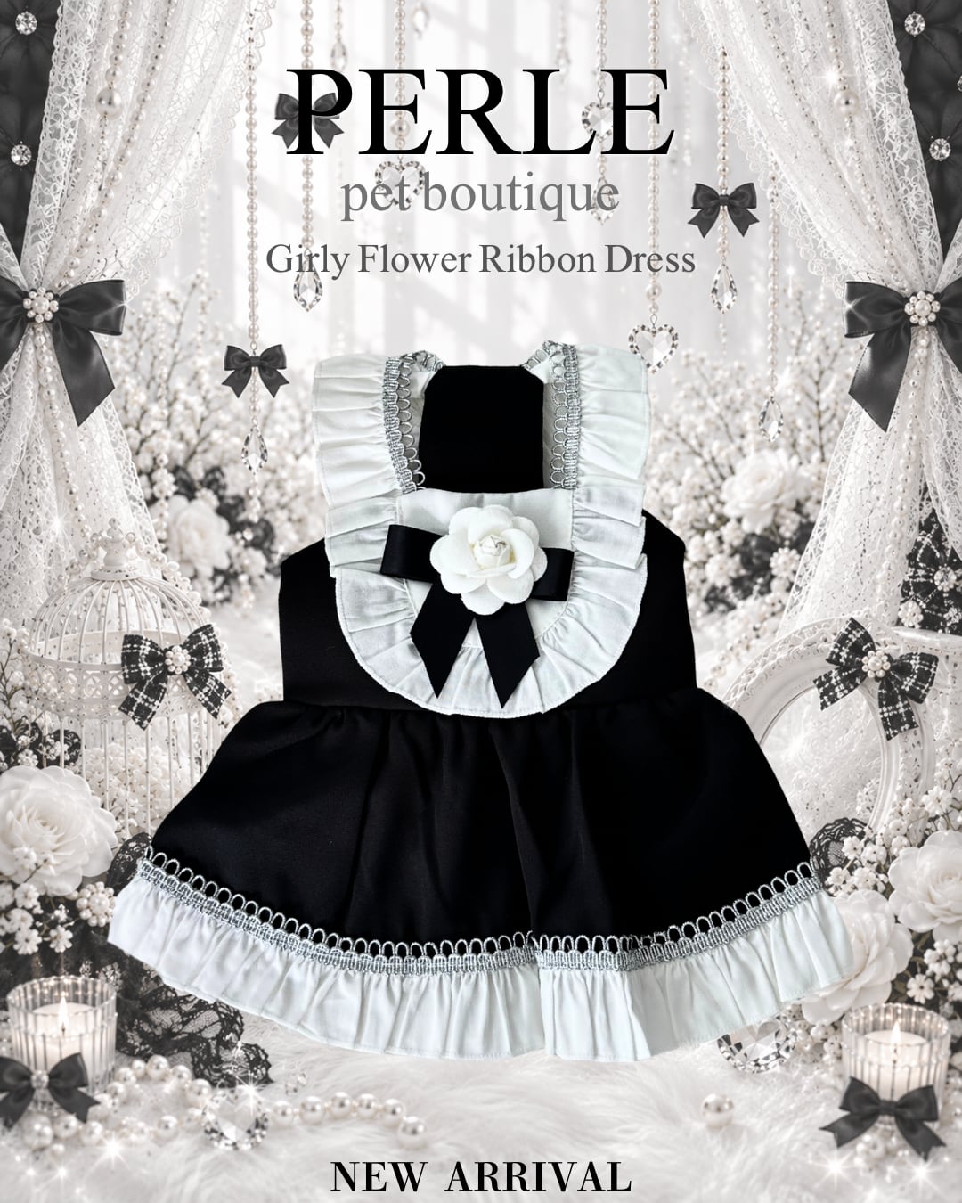 Girly flower ribbon pet dress