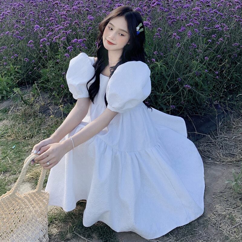 ホワイトドレス サマースカート 大人ガーリー スウィート キュート カジュアル 夏物 YY-ファッション17975614440