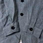 LANDS' END ランズエンド リネン100% テーラードジャケット M/ブルー/麻/カバーオール