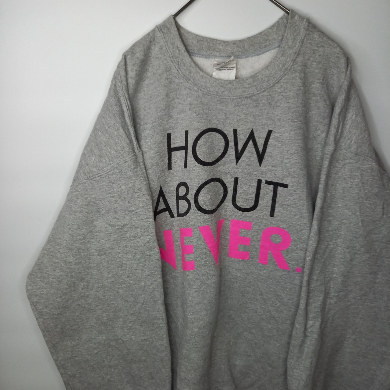 ギルダン　クルーネック　スウェット　プリント　トレーナー　グレー　メンズ　L