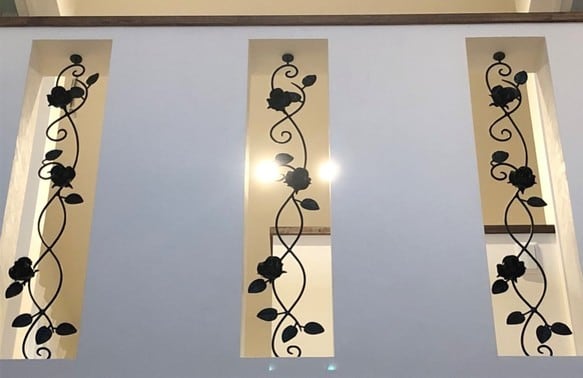 アイアン薔薇 フィックスフェンス/鉄製スリット/バラ門柱内側面格子