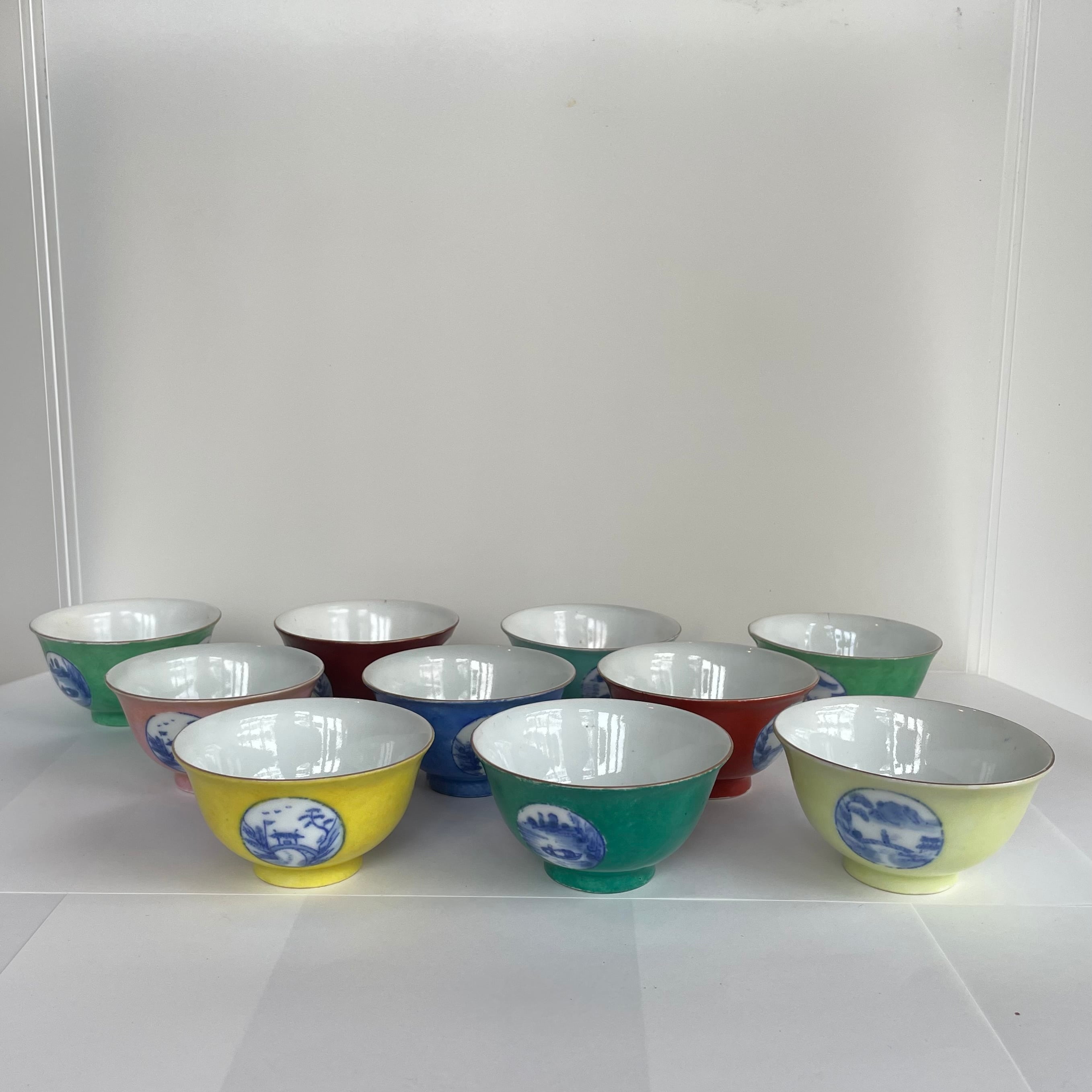 China Antique 清朝 時代 南京 十錦 茶碗 大清乾隆年製 十客 China Antique 清朝 時代 南京 十錦 茶碗 大清乾隆年製 十客