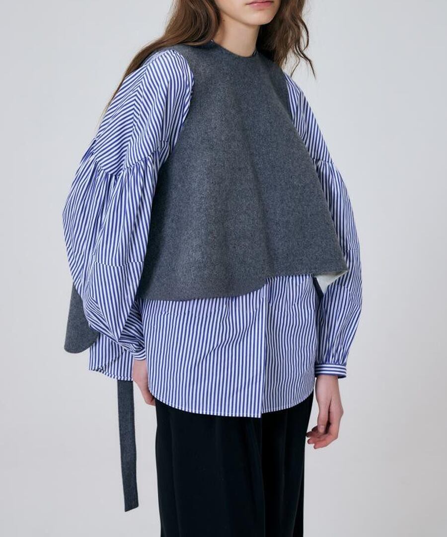 ストライプシャツ&ベスト◆ツーピースセット【t-10664】