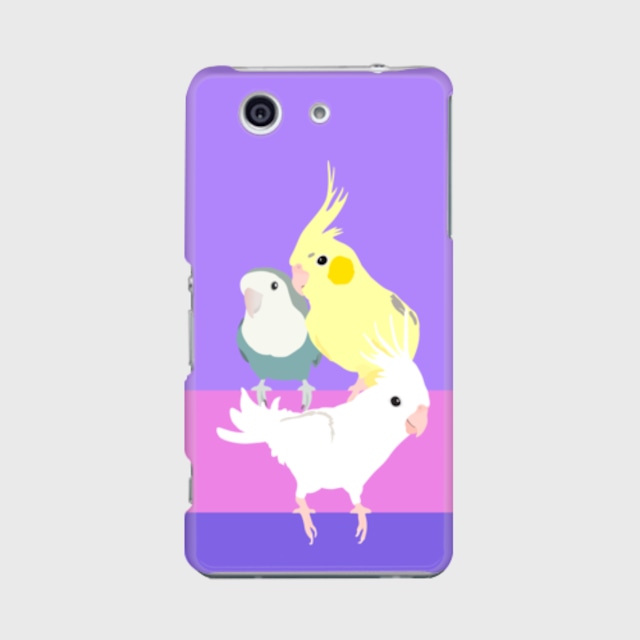  Xperia Z3 Compact コザクラインコ モーヴ オカメインコ パイド&ホワイトフェイス ケース