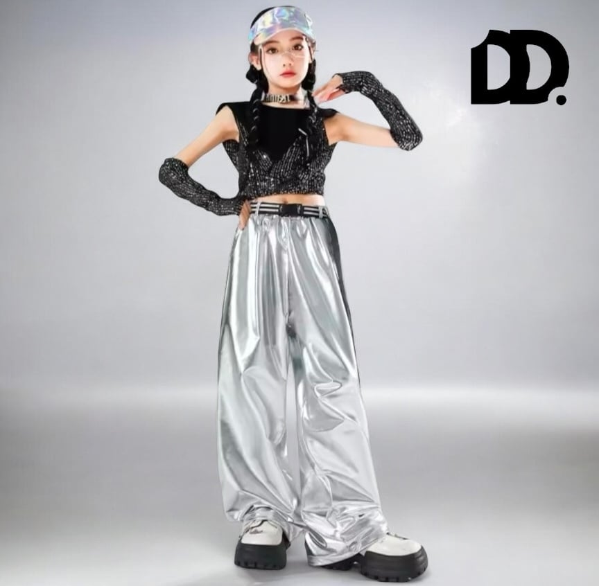 kpop×ストリート ラメグリッター セットアップ （ワイドパンツ