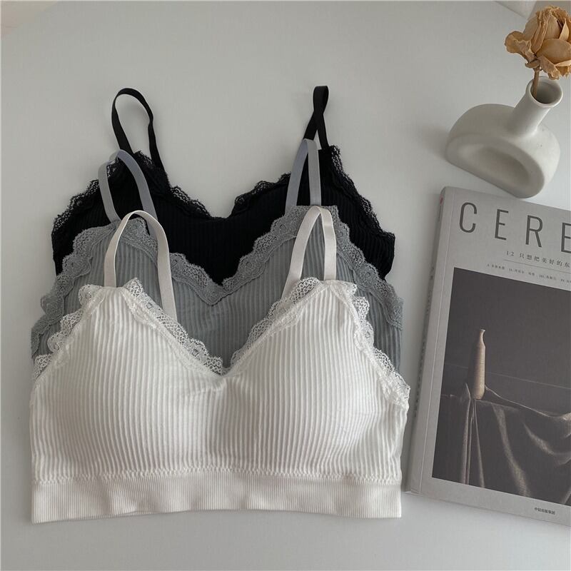2020年の新しいキャミソール女子学生、スチールリングなし、アンチグレア、美しいバックレースで包まれた胸、ベースの下着ブラ ドラファッションホール85625982208