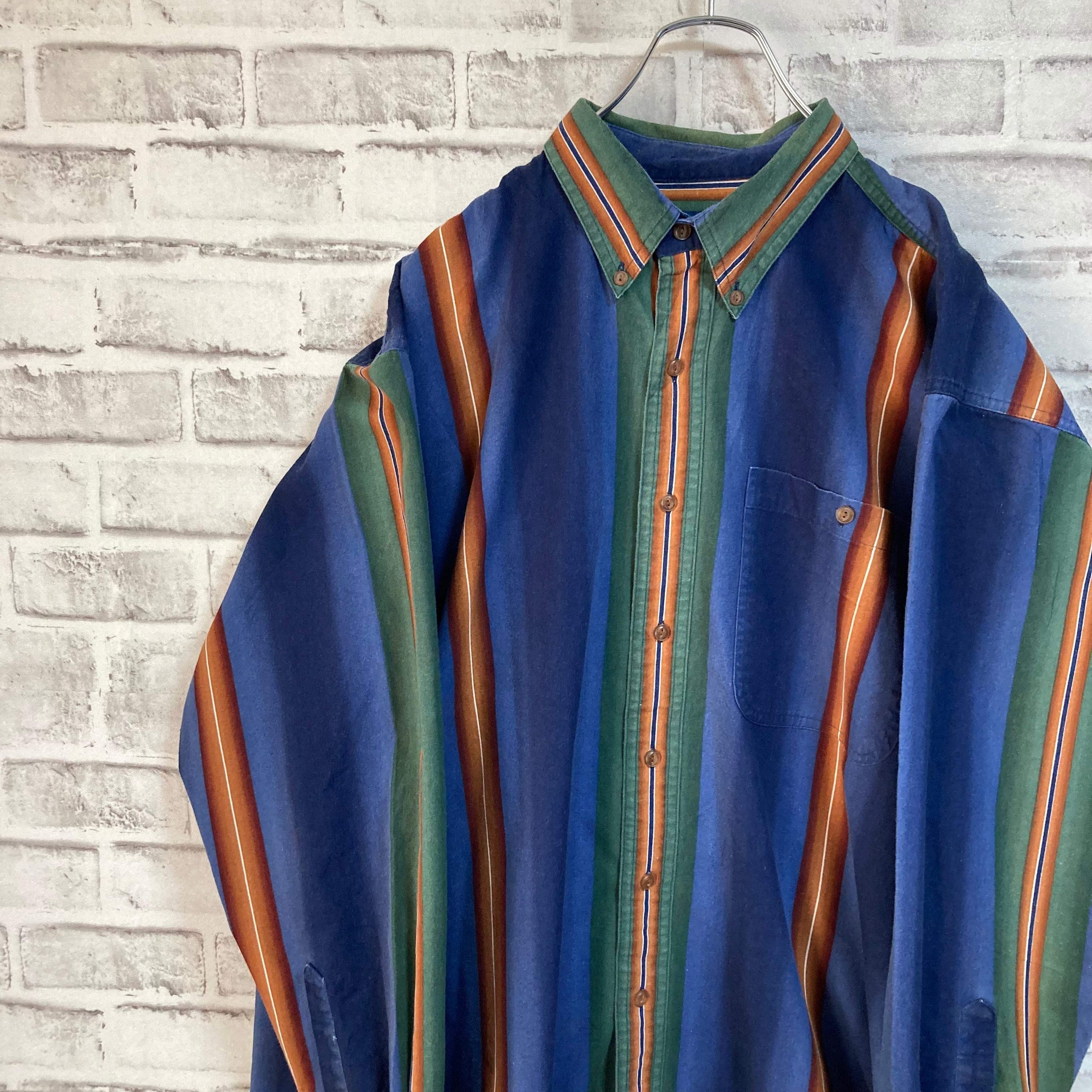 【CHAPS RALPH LAUREN】L/S Stripe BD Shirt L 80s チャップス