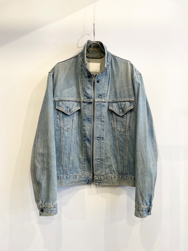 TrAnsference reshaped zip denim blouson - indugo