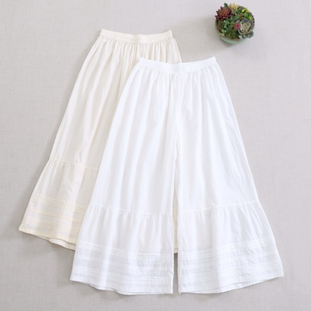 刺繍レースコットンワイドパンツ W1715