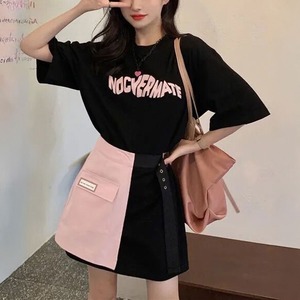 セットアップ Tシャツワンピース ミニスカート 2点セット レディース 春 夏 韓国 おしゃれ 大人 かわいい ワンピース ラップスカート カジュアル セット 重ね着 ゆったり リラックス 大人可愛い 大人女子