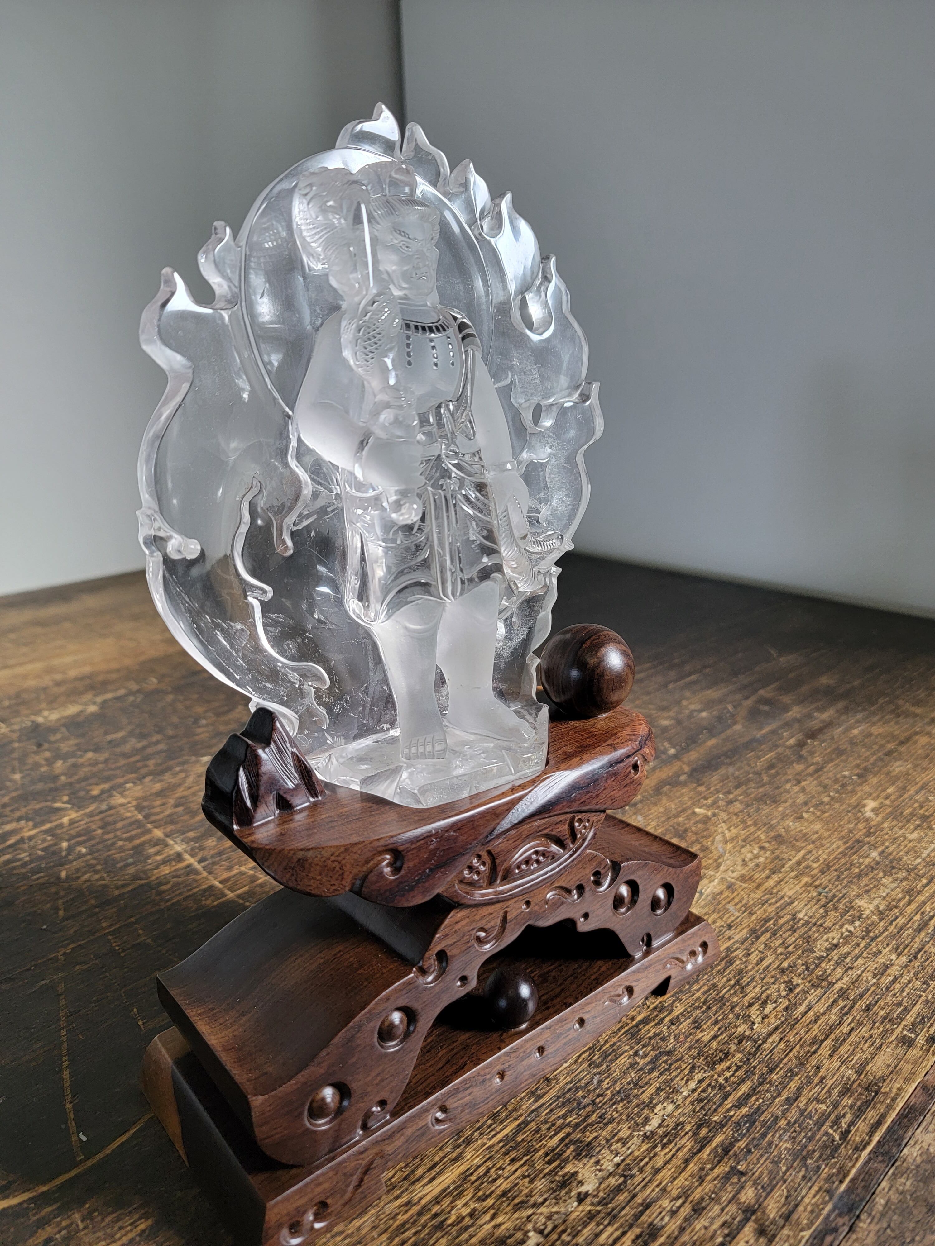 [送料無料][高品質][超美品] 天然水晶不動明王（倶利伽羅剣）